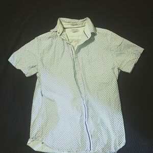 Tommy Hilfiger White and Blue Geometric Shirt